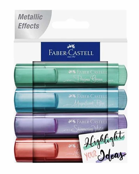 Faber Castell 4lü Metalik Fosforlu Kalem Seti 546245