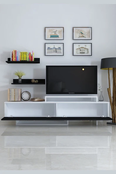 Zürih Tv Ünitesi Beyaz Siyah - Resim 5