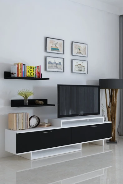 Zürih Tv Ünitesi Beyaz Siyah ürün görseli