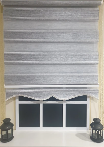 Zebra Stor Plise Gri Simli Etek Dilimli STB 485  Gri 110 x 200 - Resim 4