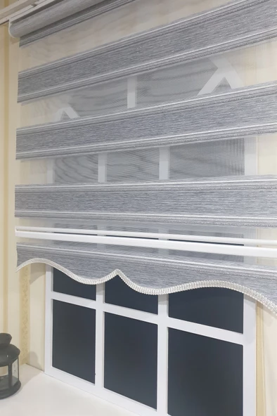 Zebra Stor Plise Gri Simli Etek Dilimli STB 485  Gri 110 x 200 - Resim 2