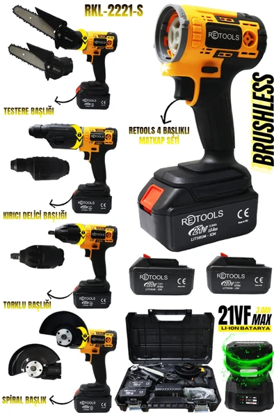 RETOOLS RETOOLS 4 BAŞLIKLI MATKAP SETİ SARI
