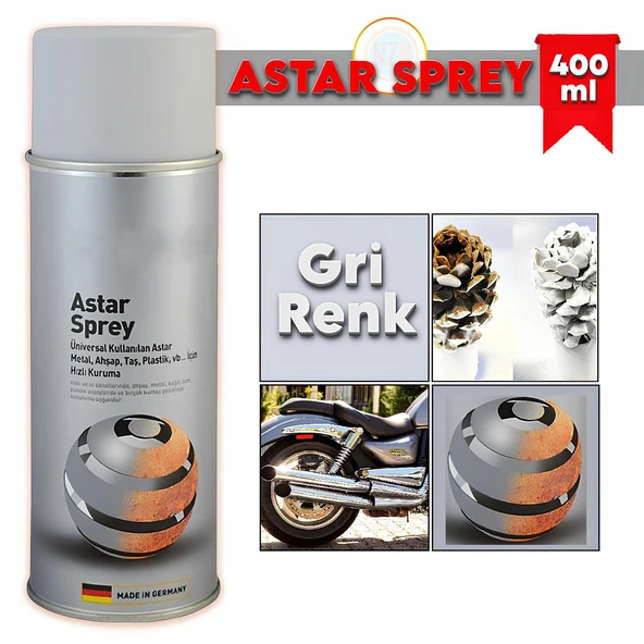 Isıya Dayanıklı Astar Sprey Boya 650°C 400 ml Mat Gümüş Soba Egzoz Şömine Metal Yüzey Boyası