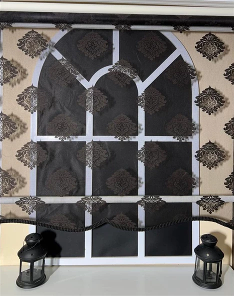 StorBurada Çiftli Sistem Siyah Tül ve Ekru Stor Perde STB45239-V107  Siyah 140 x 200 - Resim 5