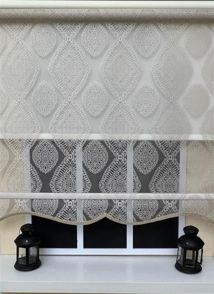 StorBurada Çift Mekanizmalı Bej Tül Perde ve Ekru Stor Perde STB45240-V109  Bej 90 x 200 - Resim 2