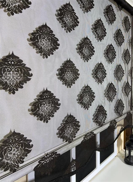 StorBurada Çiftli Sistem Siyah Tül ve Ekru Stor Perde STB45239-V107  Siyah 140 x 200 ürün görseli