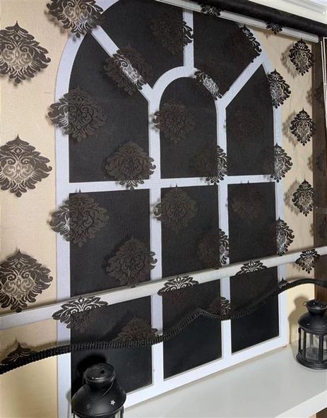 StorBurada Çiftli Sistem Siyah Tül ve Ekru Stor Perde STB45239-V107  Siyah 140 x 200 - Resim 4