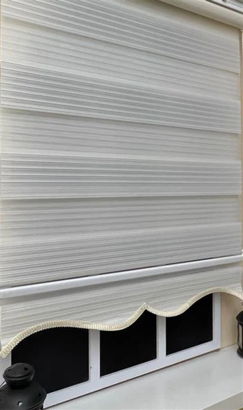 StorBurada Ekru Pliseli Zebra Stor Perde Alüminyum Kasalı ALM-481  Ekru 180 x 260 ürün görseli 1