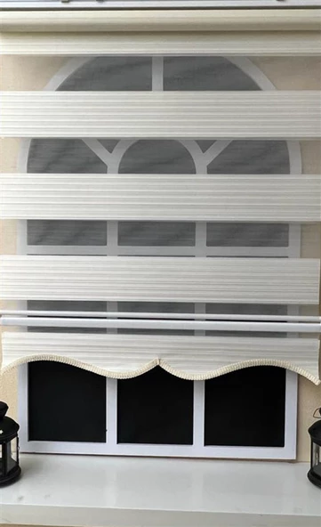 StorBurada Ekru Pliseli Zebra Stor Perde Alüminyum Kasalı ALM-481  Ekru 120 x 260 - Resim 3