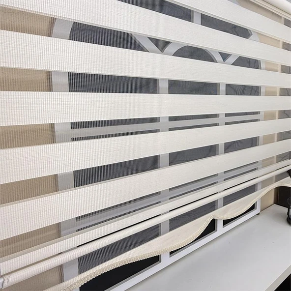 StorBurada Zebra Stor Perde Ekru Etek Dilimli STB-400-V02 Ekru 140 x 200 - 2