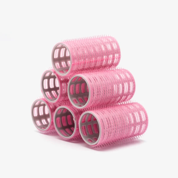 Croc 1202 Pembe Cırtlı Bigudi 6Lı Çap 3,3Cm +10Lu Plastik Saç Pensi ürün görseli