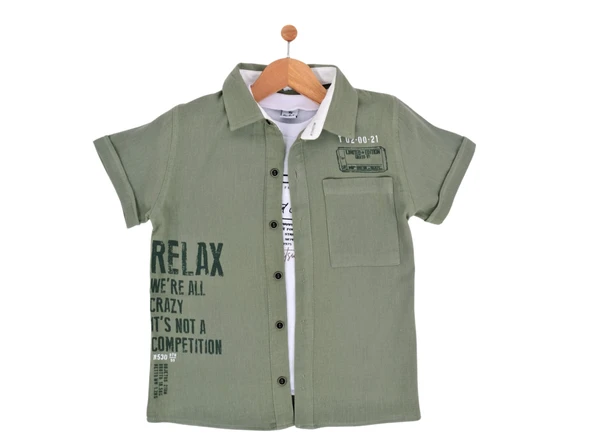 RELAX BASKILI T-SHIRTLÜ MÜSLİN ERKEK GÖMLEK - 3
