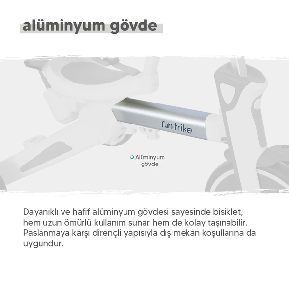 Huggy 6in1 FunTrike 3 Tekerlekli Bebek Bisikleti Ebeveyn Kontrollü, Katlanabilir ve Denge Modlu - 10