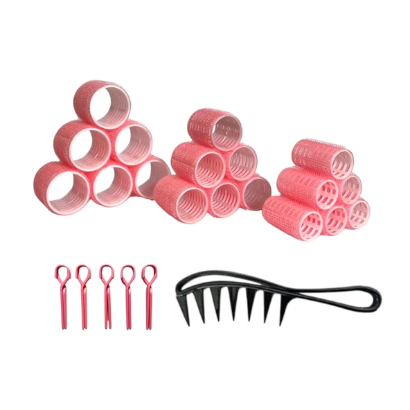 Croc 1237 Pembe 37 Parça Bigudi Seti, 18 Bigudi, 18 Saç Pensi, 1 Tarak - Resim 3