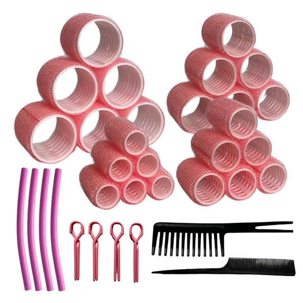 Croc 1256 Pembe 56 Parça Bigudi Seti, 24 Bigudi, 24 Saç Pensi, 6 Sosis Bigudi, 2 Tarak