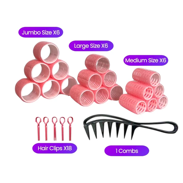 Croc 1237 Pembe 37 Parça Bigudi Seti, 18 Bigudi, 18 Saç Pensi, 1 Tarak - Resim 5