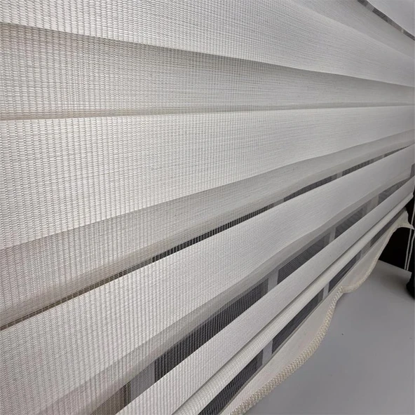 StorBurada Zebra Stor Perde Ekru Etek Dilimli STB-400-V02  Ekru 180 x 200 - Resim 4