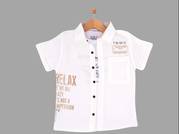 RELAX BASKILI T-SHIRTLÜ MÜSLİN ERKEK GÖMLEK - 2