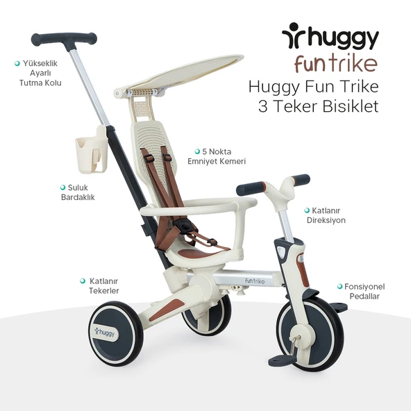 Huggy 6in1 FunTrike 3 Tekerlekli Bebek Bisikleti Ebeveyn Kontrollü, Katlanabilir ve Denge Modlu - 3