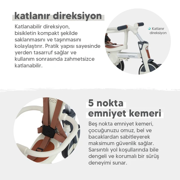 Huggy 6in1 FunTrike 3 Tekerlekli Bebek Bisikleti Ebeveyn Kontrollü, Katlanabilir ve Denge Modlu - 9