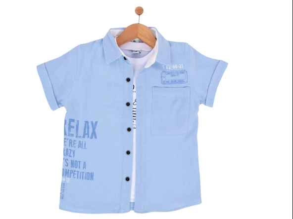 RELAX BASKILI T-SHIRTLÜ MÜSLİN ERKEK GÖMLEK - 4