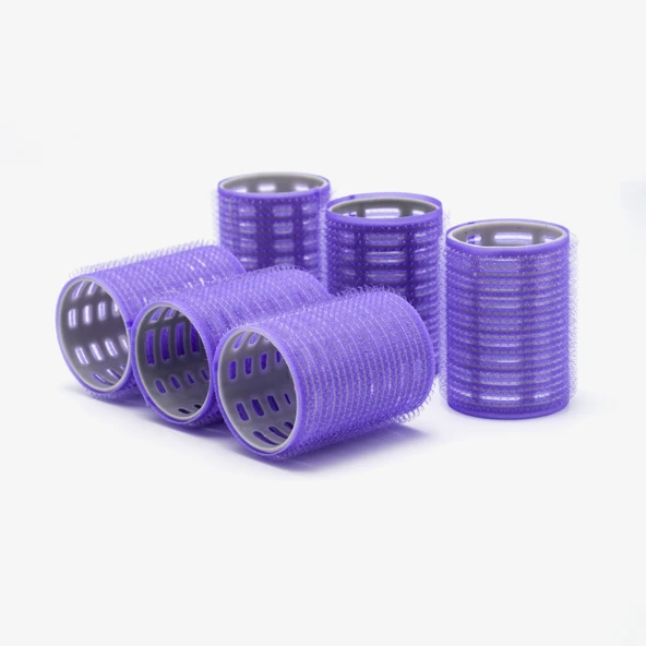 Croc 1215 Büyük Boy Bigudi 6Lı (Cırtlı - Yapışkanlı Bigudi) Mor Çap: 4.5Cm - Resim 4