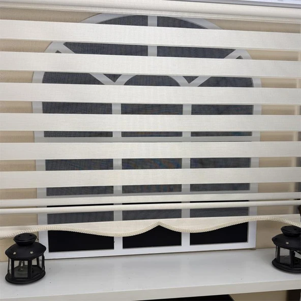 StorBurada Zebra Stor Perde Ekru Etek Dilimli STB-400-V02  Ekru 160 x 200 - Resim 3