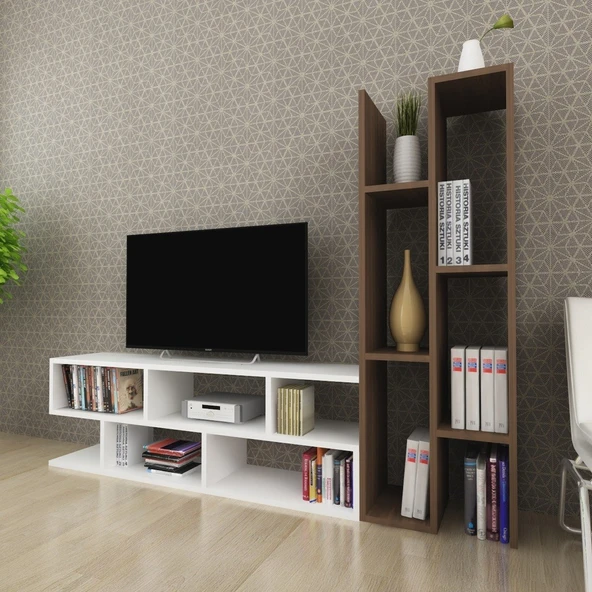 Moonlife Joungle Tv Ünitesi Ceviz Beyaz - Resim 4