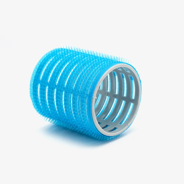 Croc 1214 Mega Boy Bigudi 6Lı + Saç Pensi 12Li Cırtlı - Yapışkanlı Bigudi Mavi - Resim 2