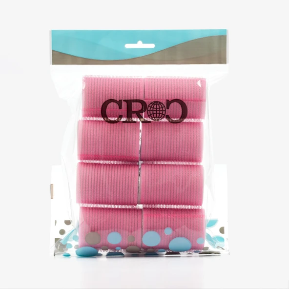 Croc 1207 Pembe Cırtlı Sünger Bigudi 8Li Çap 4Cm