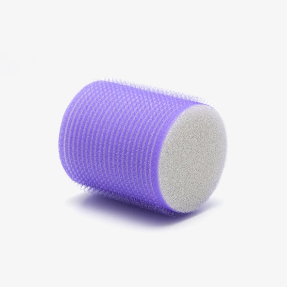 Croc 1203 Mor Cırtlı Sünger Bigudi 6Lı Çap 5Cm +12Li Alüminyum Saç Pensi - Resim 3