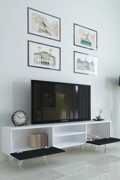 Moonlife İstanbul Tv Ünitesi Beyaz Siyah - 5
