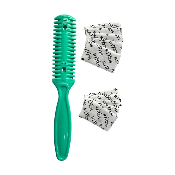 Croc SU01 Yeşil Saç Kesim Usturası -Jiletli Tarak(+10 Adet Jilet) - Resim 2