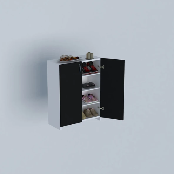 Turna 4 Raflı Ayakkabılık Siyah - Resim 3