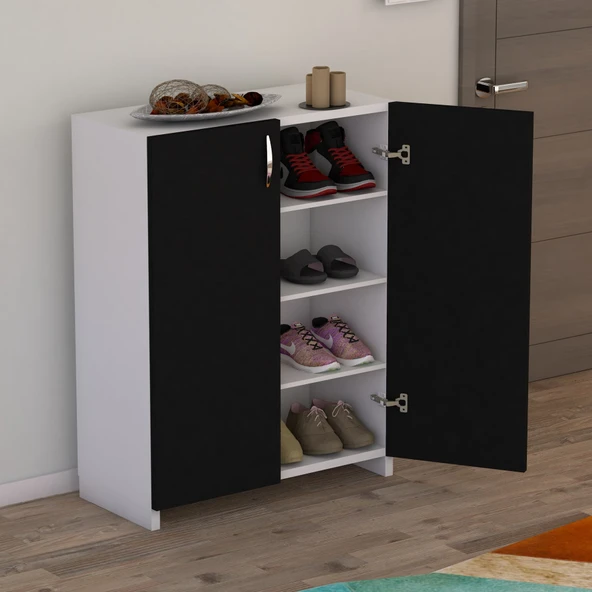 Turna 4 Raflı Ayakkabılık Siyah - Resim 2