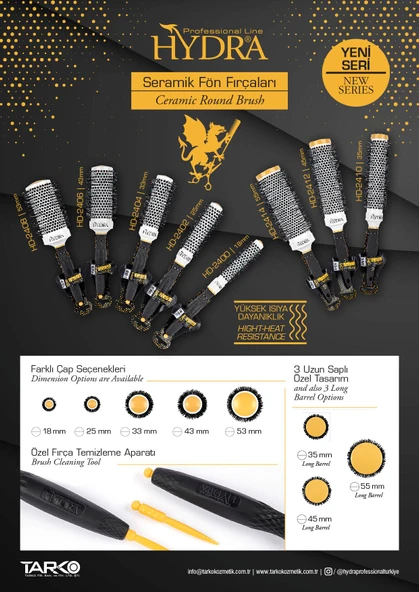 Tarko Hydra 2400 Seramik Fön Fırçası - Resim 2