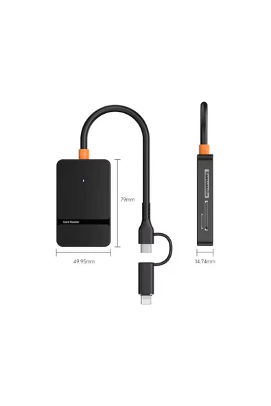 ADS-315 5-Gbps USB-C + USB 8in1 Port MS CF TF/SD DHC SDXC Kamera Kart Okuyucu - 3