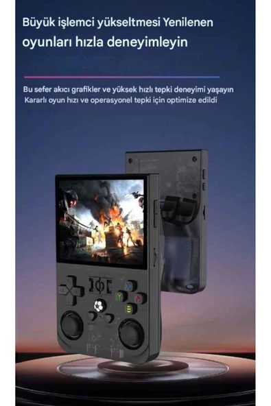 R36PRO Retro Video Oyun Konsolu Linux Sistemi 3.5 Inç IPS Ekran 64 GB Taşınabilir El Konsolu - Resim 6