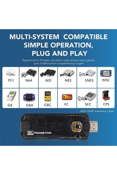 X8 HDMI 4K Kablosuz 10000+Oyun Android Retro Oyun Konsolu - Resim 7