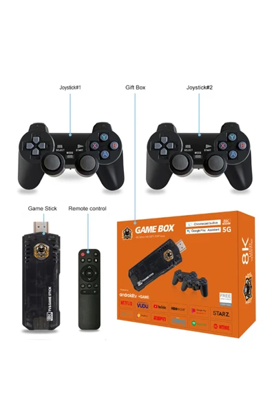 X8 Hdmı 4k Stick 64gb 10.000 Oyunlu Android Retro Tv Oyun Konsolu - 4