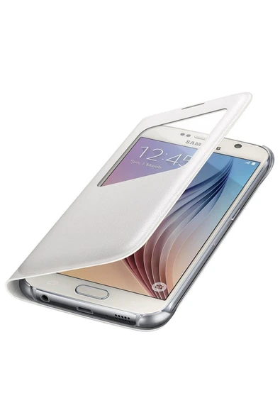 Samsung Galaxy S6 Orjinal Uyku Modlu Pencereli Deri Kılıf