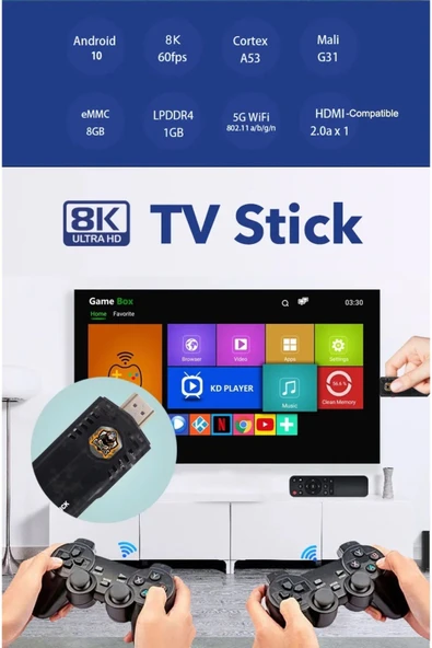 X8 HDMI 4K Kablosuz 10000+Oyun Android Retro Oyun Konsolu - Resim 8