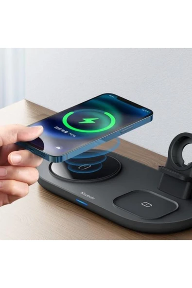 3in1 Iphone Air Pod Apple Watch Magsafe Kablosuz Şarj Cihazı Siyah Ch-7061 - 4