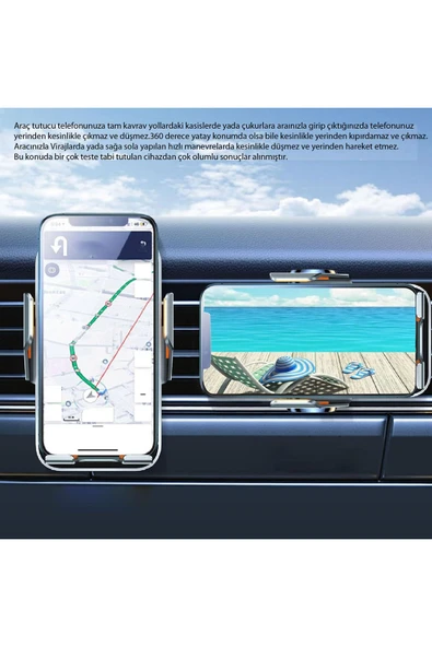 C11 Kablosuz 360 Derece Ayarlanabilir Indüksiyonlu 15w Hızlı Şarj Araç Ve Tutucu - 5