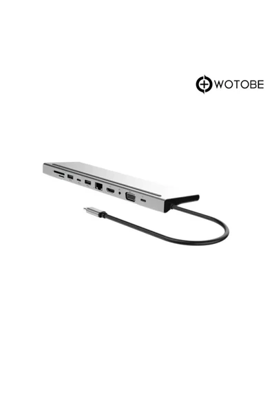Macbook Usb Type-c Girişli 11 Portlu Hdmı Usb Vga Pd Sd Dönüştürücü