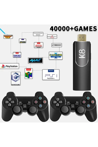 K8 4K HDMİ 10000+ Oyunlu Çift Kol 3D Retro Arcade Oyun Konsolu - Resim 6