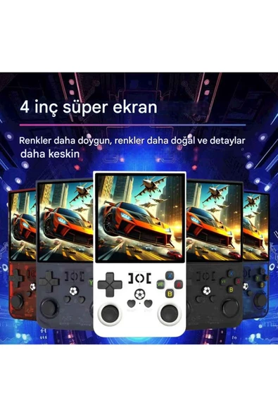 R36MAX Retro Video Oyun Konsolu Linux Sistemi 4.0 Inç IPS Ekran 64 GB Taşınabilir El Konsolu - Resim 2