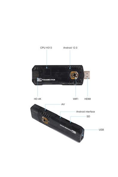 X8 Hdmı 4k Stick 64gb 10.000 Oyunlu Android Retro Tv Oyun Konsolu - 3
