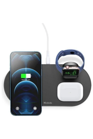 3in1 Iphone Air Pod Apple Watch Magsafe Kablosuz Şarj Cihazı Siyah Ch-7061 - 3