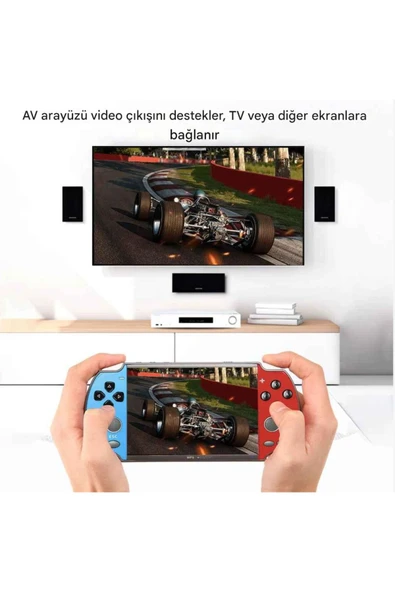 X7 4.3 Inç Retro Oyun Konsolu TV Çıkışlı Double Analog,Dahili 3000+ Oyun - 2